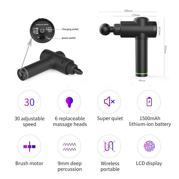 Массажный пистолет с 6 головками Массажный пистолет с 6 головками