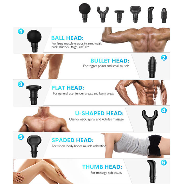 Массажный пистолет с 6 головками Массажный пистолет с 6 головками