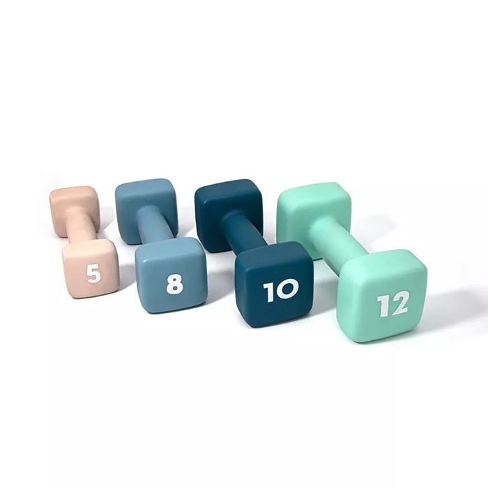 Женские квадратные гантели из цветного неопрена и чугуна оптом