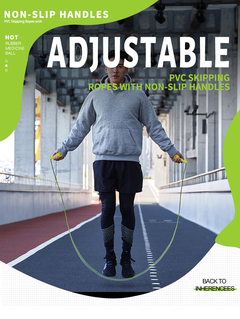 Регулируемая скакалка из ПВХ с нескользящими ручками Регулируемая скакалка из ПВХ с нескользящими ручками