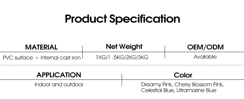 Женская гантель в форме чугунной кости с цветным покрытием из ПВХ Женская гантель в форме чугунной кости с цветным покрытием из ПВХ