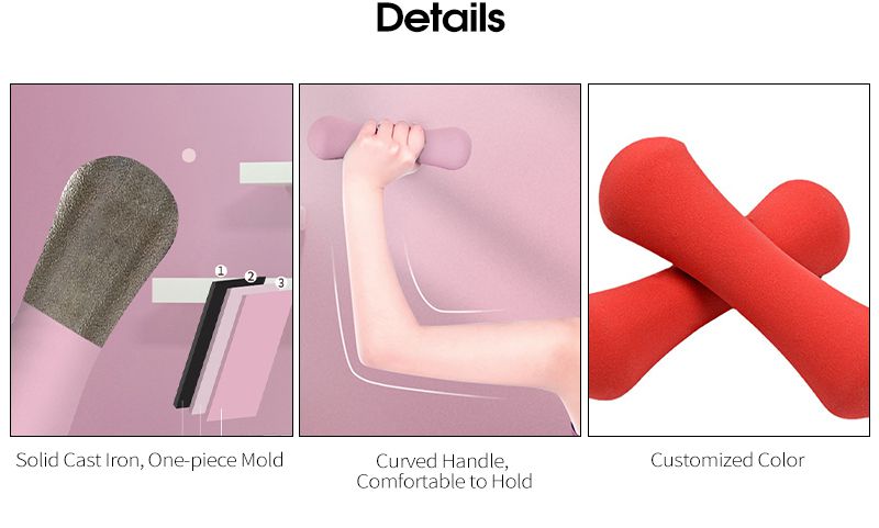 Женская гантель в форме чугунной кости с цветным покрытием из ПВХ Женская гантель в форме чугунной кости с цветным покрытием из ПВХ