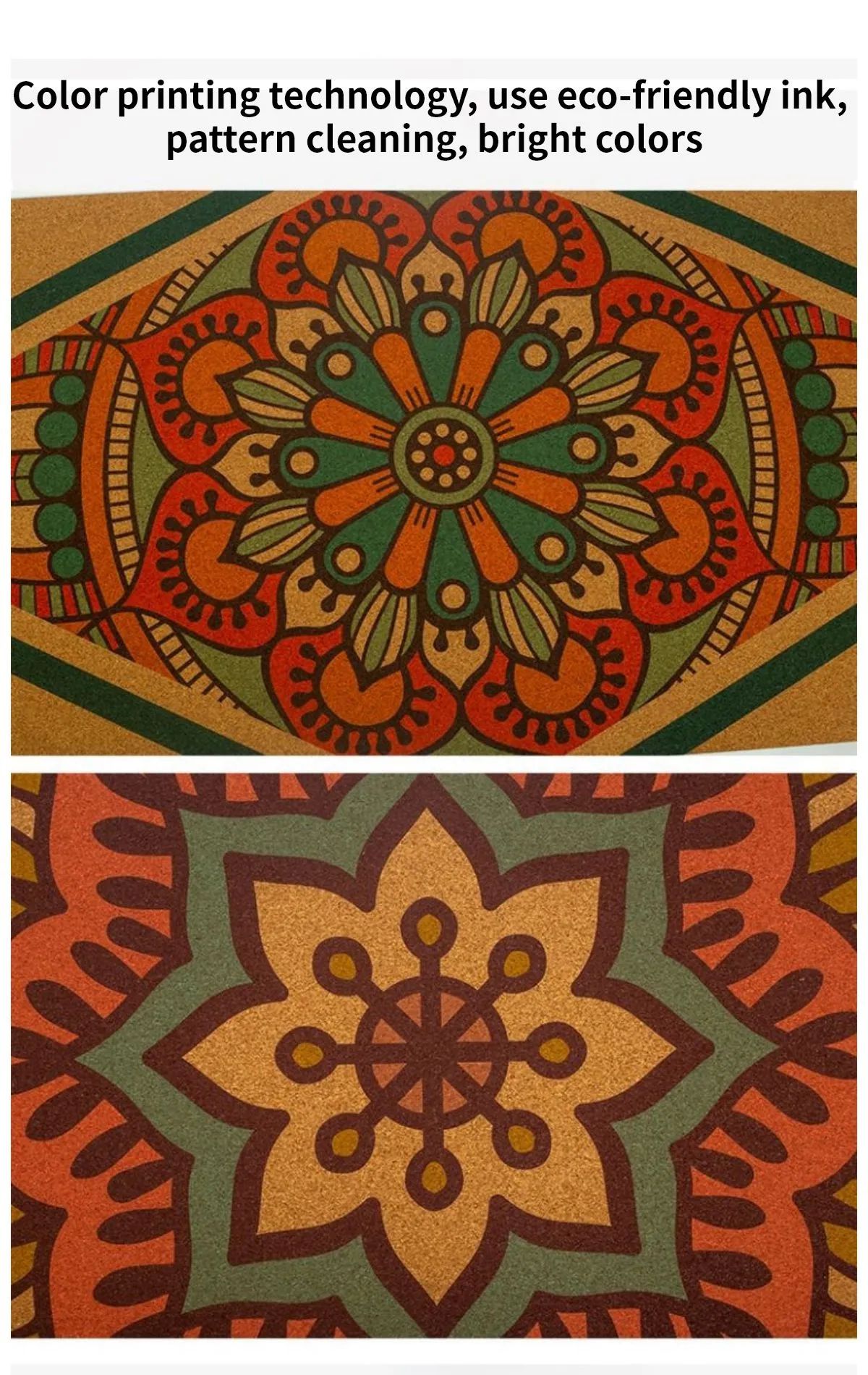 Коврик для йоги из натуральной пробковой резины с ботаническим принтом Коврик для йоги из натуральной пробковой резины с ботаническим принтом