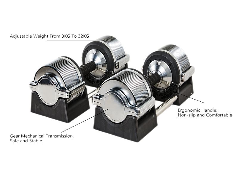 Регулируемые гантели из чистой стали с гальваническим покрытием