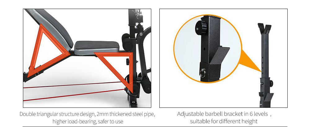 Стойка для пресса со штангой, скамья для приседания
