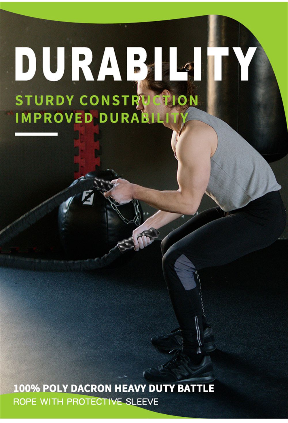 Тренировка на боевых веревках с защитным рукавом Тренировка на боевых тросах с защитным рукавом