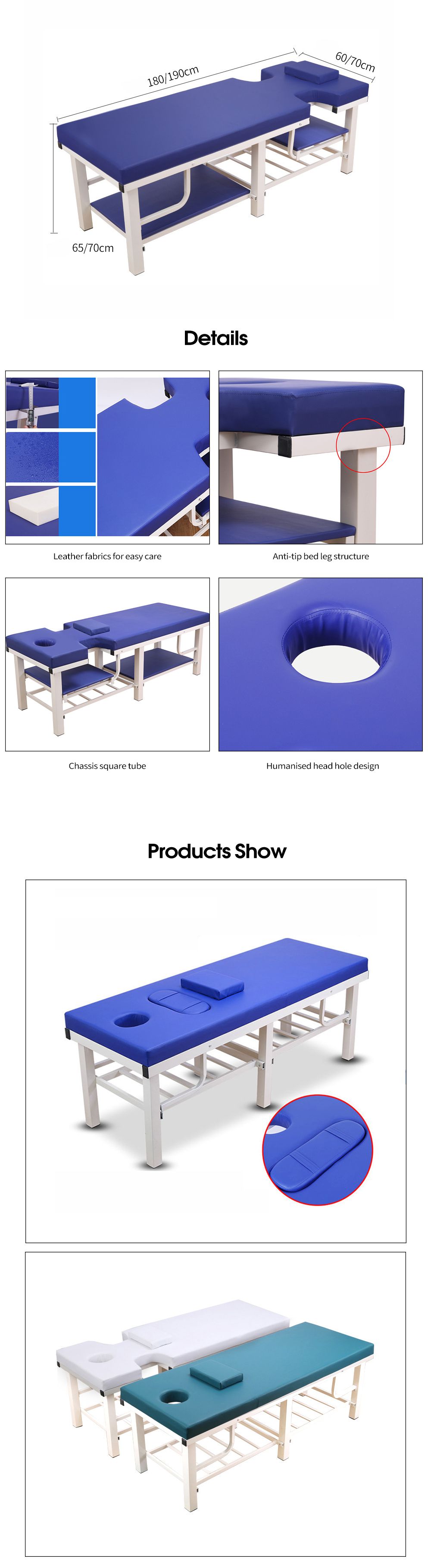 Стационарный массажный стол с отверстием для дыхания на лице Стационарный массажный стол с отверстием для дыхания на лице
