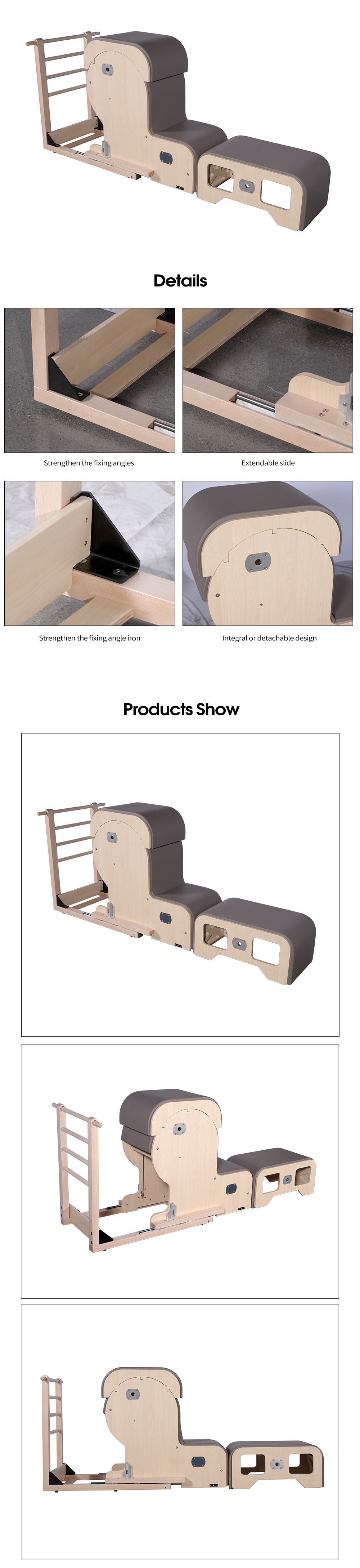 Бочкообразный набор кресел для Пилатеса из клена Бочкообразный набор кресел для Пилатеса из Клена