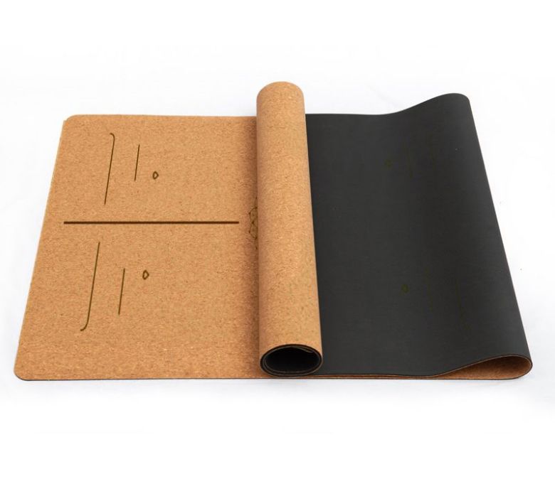 Коврик для йоги из пробкового полиэтилена с лазерными линиями выравнивания